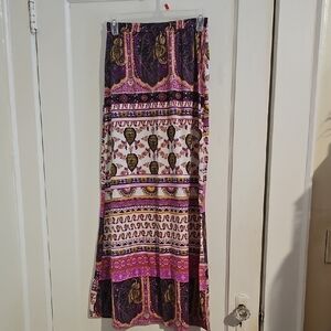 Lily Star Pink and Purple Paisley Maxi Skirt Size Medium